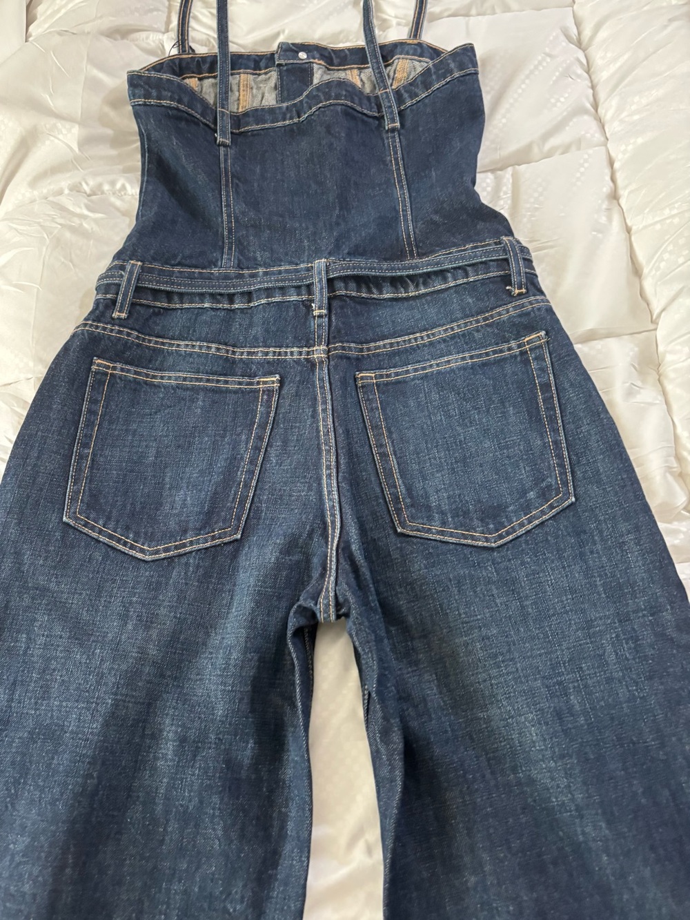 Zara Long TRF Denim Jumpsuit with Belt